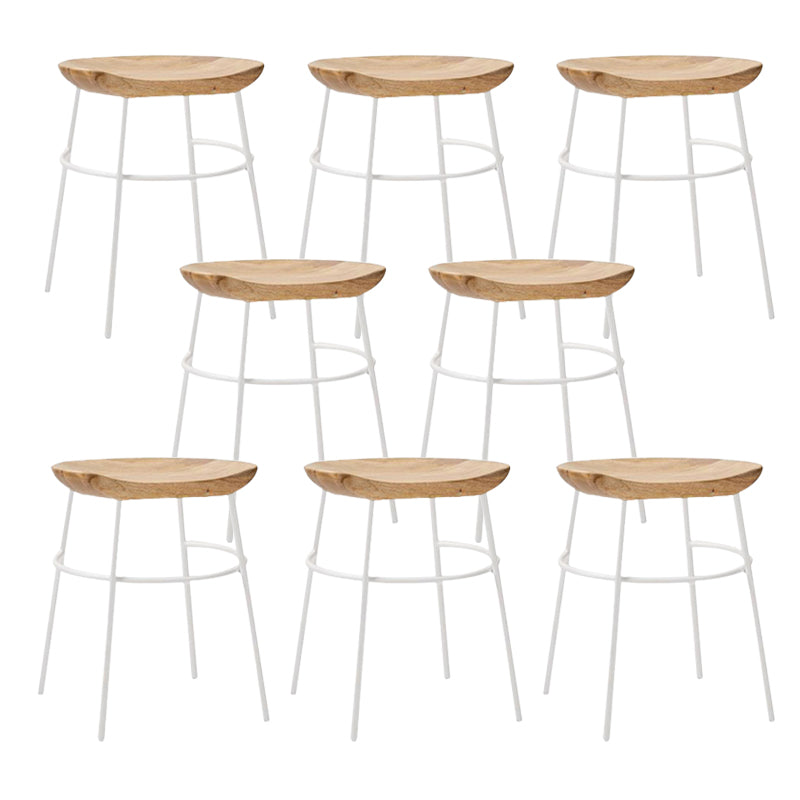 Solid Wood Modern Counter & Bar Stools Matte Finish Indoor Stools Natural Wood White 8 Piece Set Short Stool(18"H) Clearhalo 'Bar Furniture' 'Bar Stools' 'bar_stools' 'furn' 'furn_bar_stools' 'Furniture' 'Kitchen & Dining Furniture' 6747857