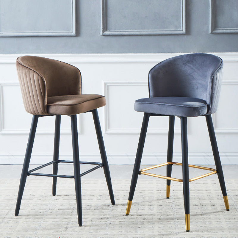 Glam Velvet Bar Stool Backrest Counter Stool for Bristol with Metal Legs Clearhalo 'Bar Furniture' 'Bar Stools' 'bar_stools' 'furn' 'furn_bar_stools' 'Furniture' 'Kitchen & Dining Furniture' 6747862