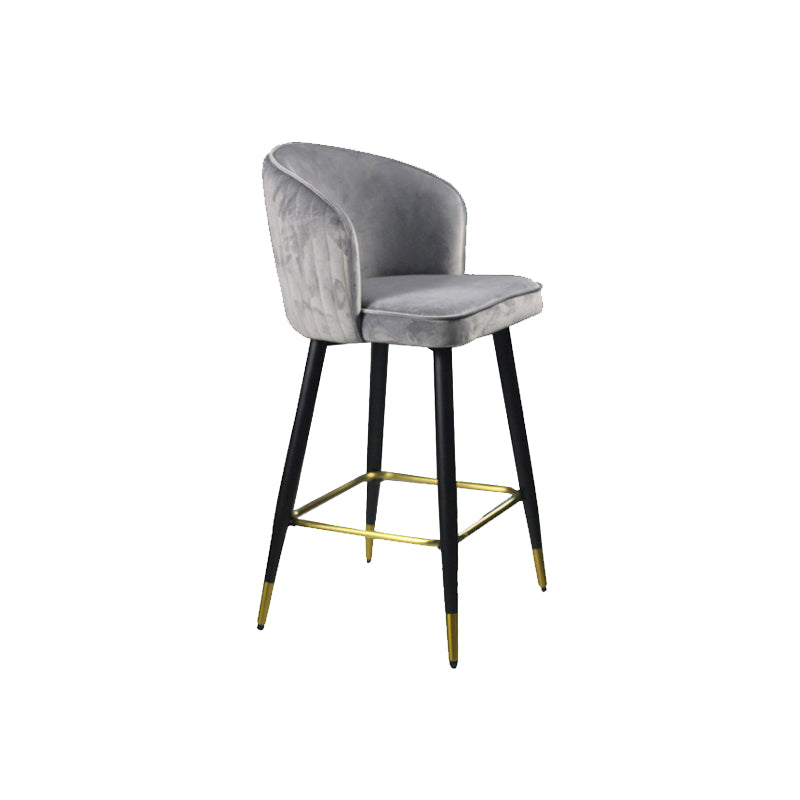 Glam Velvet Bar Stool Backrest Counter Stool for Bristol with Metal Legs Gray 1 Piece Clearhalo 'Bar Furniture' 'Bar Stools' 'bar_stools' 'furn' 'furn_bar_stools' 'Furniture' 'Kitchen & Dining Furniture' 6747863