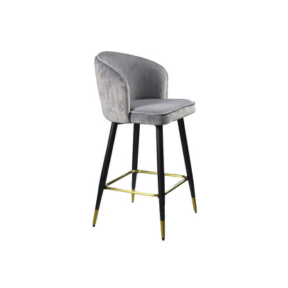 Glam Velvet Bar Stool Backrest Counter Stool for Bristol with Metal Legs Gray 1 Piece Clearhalo 'Bar Furniture' 'Bar Stools' 'bar_stools' 'furn' 'furn_bar_stools' 'Furniture' 'Kitchen & Dining Furniture' 6747863