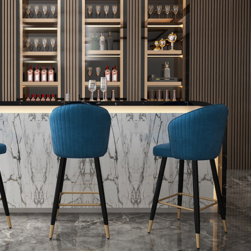 Glam Velvet Bar Stool Backrest Counter Stool for Bristol with Metal Legs Clearhalo 'Bar Furniture' 'Bar Stools' 'bar_stools' 'furn' 'furn_bar_stools' 'Furniture' 'Kitchen & Dining Furniture' 6747864