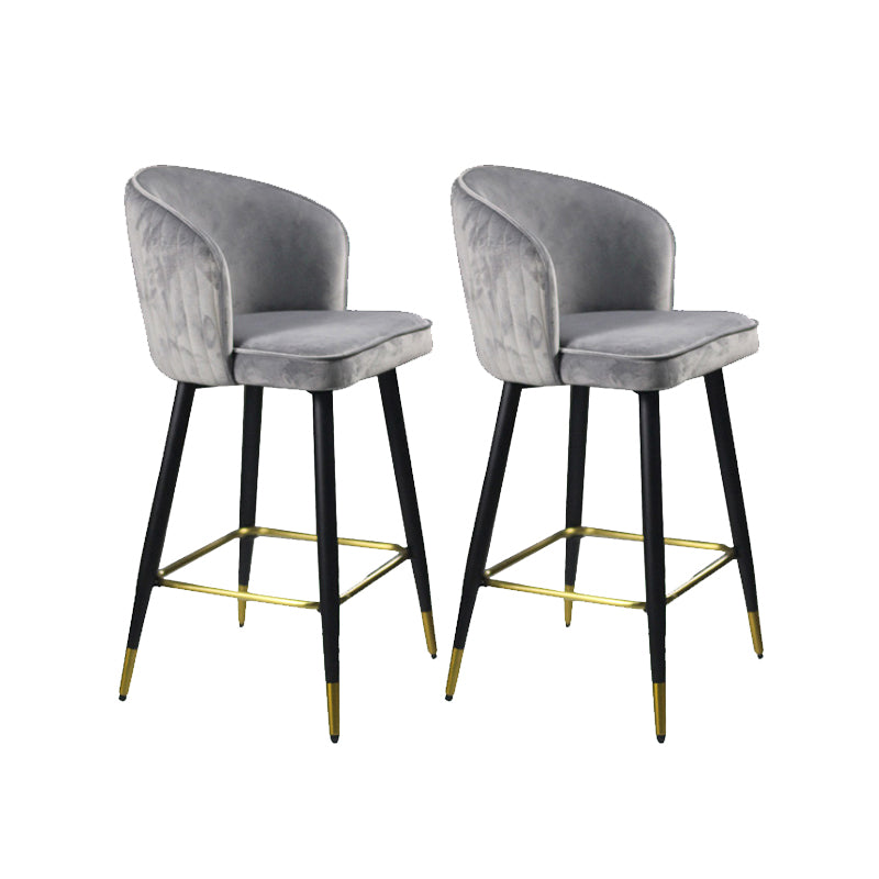 Glam Velvet Bar Stool Backrest Counter Stool for Bristol with Metal Legs Gray 2 Piece Set Clearhalo 'Bar Furniture' 'Bar Stools' 'bar_stools' 'furn' 'furn_bar_stools' 'Furniture' 'Kitchen & Dining Furniture' 6747865