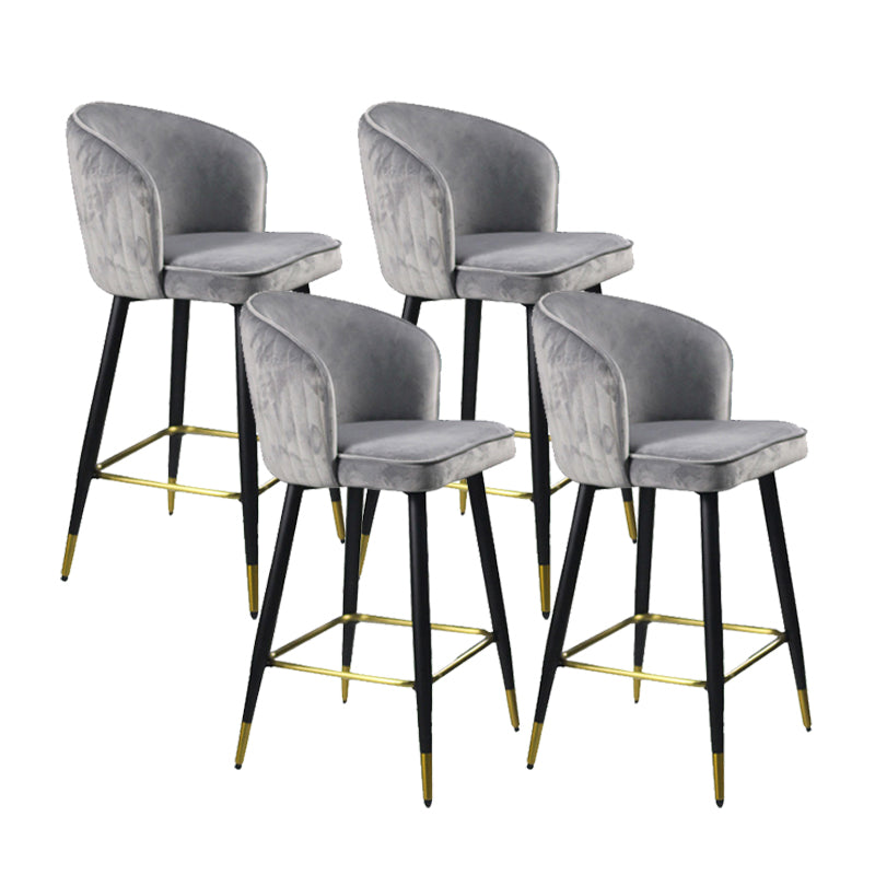 Glam Velvet Bar Stool Backrest Counter Stool for Bristol with Metal Legs Gray 4 Piece Set Clearhalo 'Bar Furniture' 'Bar Stools' 'bar_stools' 'furn' 'furn_bar_stools' 'Furniture' 'Kitchen & Dining Furniture' 6747866