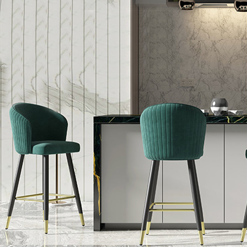 Glam Velvet Bar Stool Backrest Counter Stool for Bristol with Metal Legs Clearhalo 'Bar Furniture' 'Bar Stools' 'bar_stools' 'furn' 'furn_bar_stools' 'Furniture' 'Kitchen & Dining Furniture' 6747867