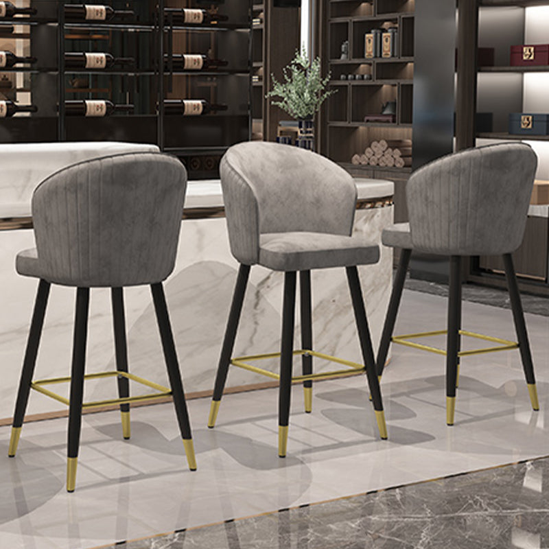 Glam Velvet Bar Stool Backrest Counter Stool for Bristol with Metal Legs Clearhalo 'Bar Furniture' 'Bar Stools' 'bar_stools' 'furn' 'furn_bar_stools' 'Furniture' 'Kitchen & Dining Furniture' 6747868