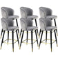 Glam Velvet Bar Stool Backrest Counter Stool for Bristol with Metal Legs Gray 6 Piece Set Clearhalo 'Bar Furniture' 'Bar Stools' 'bar_stools' 'furn' 'furn_bar_stools' 'Furniture' 'Kitchen & Dining Furniture' 6747869