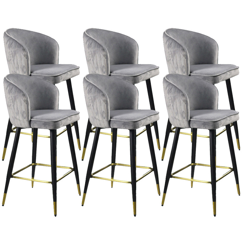 Glam Velvet Bar Stool Backrest Counter Stool for Bristol with Metal Legs Gray 6 Piece Set Clearhalo 'Bar Furniture' 'Bar Stools' 'bar_stools' 'furn' 'furn_bar_stools' 'Furniture' 'Kitchen & Dining Furniture' 6747869