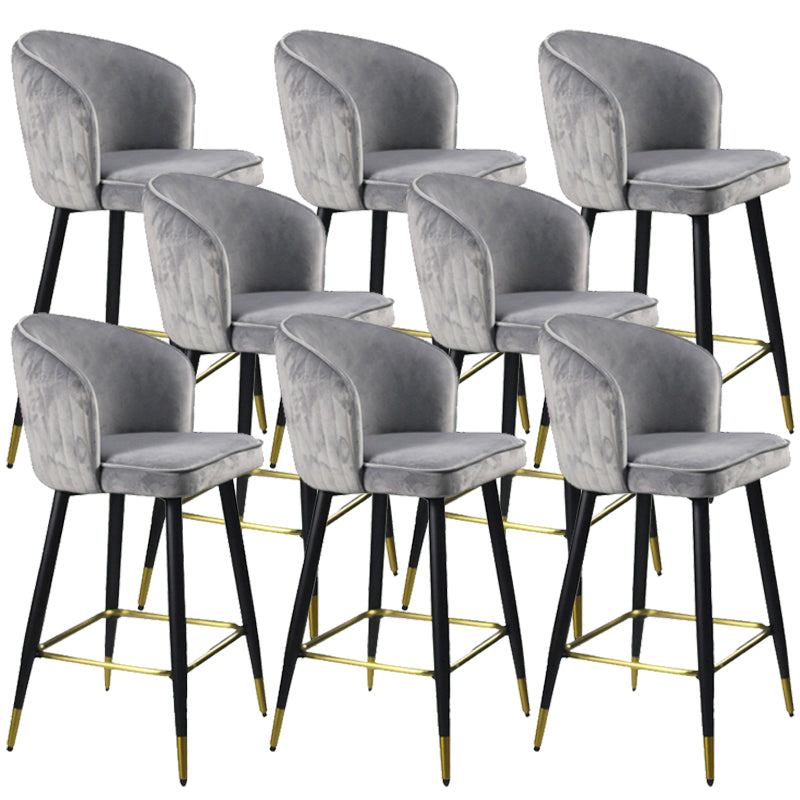 Glam Velvet Bar Stool Backrest Counter Stool for Bristol with Metal Legs Gray 8 Piece Set Clearhalo 'Bar Furniture' 'Bar Stools' 'bar_stools' 'furn' 'furn_bar_stools' 'Furniture' 'Kitchen & Dining Furniture' 6747870