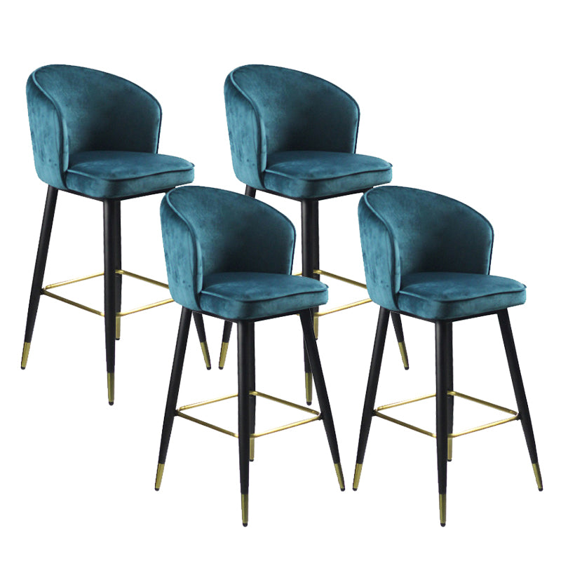 Glam Velvet Bar Stool Backrest Counter Stool for Bristol with Metal Legs Blue 4 Piece Set Clearhalo 'Bar Furniture' 'Bar Stools' 'bar_stools' 'furn' 'furn_bar_stools' 'Furniture' 'Kitchen & Dining Furniture' 6747877
