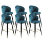Glam Velvet Bar Stool Backrest Counter Stool for Bristol with Metal Legs Blue 6 Piece Set Clearhalo 'Bar Furniture' 'Bar Stools' 'bar_stools' 'furn' 'furn_bar_stools' 'Furniture' 'Kitchen & Dining Furniture' 6747878