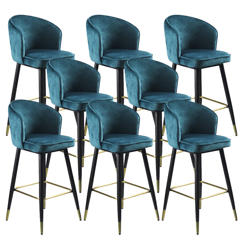 Glam Velvet Bar Stool Backrest Counter Stool for Bristol with Metal Legs Blue 8 Piece Set Clearhalo 'Bar Furniture' 'Bar Stools' 'bar_stools' 'furn' 'furn_bar_stools' 'Furniture' 'Kitchen & Dining Furniture' 6747880