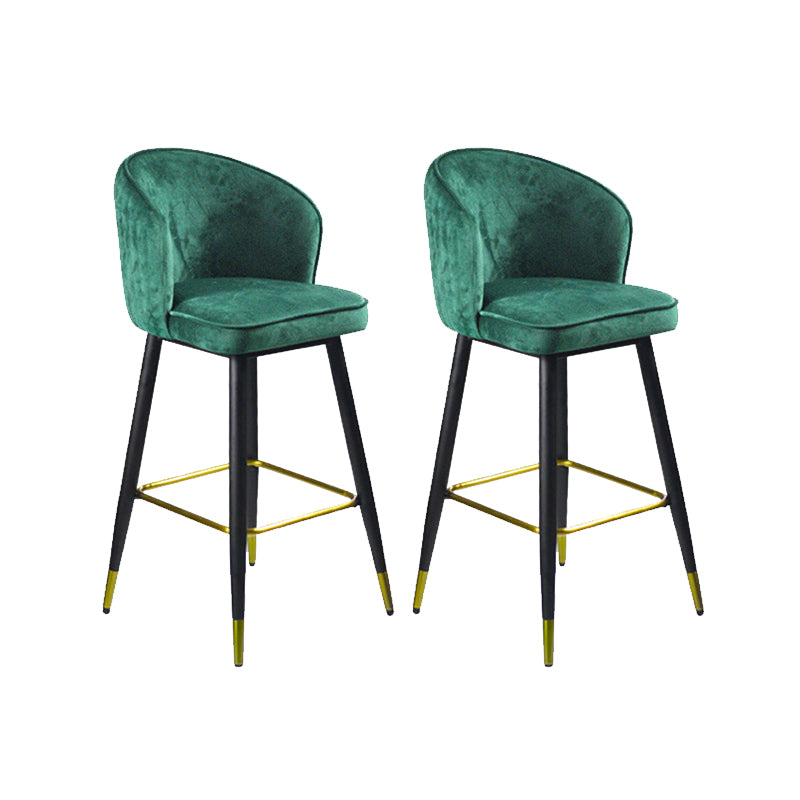Glam Velvet Bar Stool Backrest Counter Stool for Bristol with Metal Legs Green 2 Piece Set Clearhalo 'Bar Furniture' 'Bar Stools' 'bar_stools' 'furn' 'furn_bar_stools' 'Furniture' 'Kitchen & Dining Furniture' 6747882