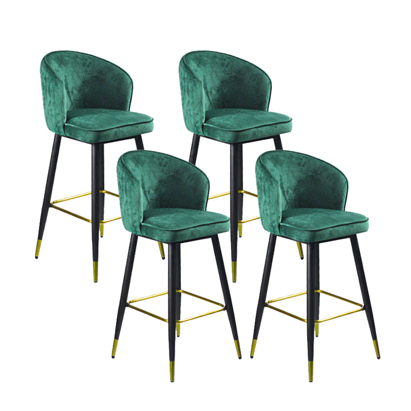 Glam Velvet Bar Stool Backrest Counter Stool for Bristol with Metal Legs Green 4 Piece Set Clearhalo 'Bar Furniture' 'Bar Stools' 'bar_stools' 'furn' 'furn_bar_stools' 'Furniture' 'Kitchen & Dining Furniture' 6747883