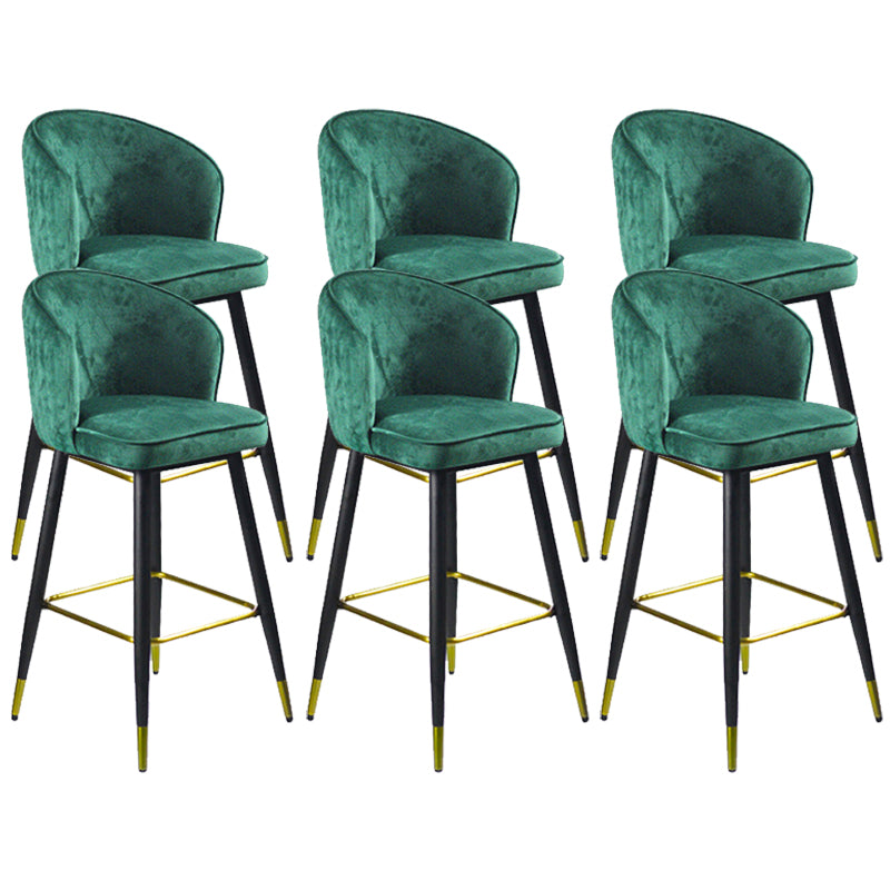 Glam Velvet Bar Stool Backrest Counter Stool for Bristol with Metal Legs Green 6 Piece Set Clearhalo 'Bar Furniture' 'Bar Stools' 'bar_stools' 'furn' 'furn_bar_stools' 'Furniture' 'Kitchen & Dining Furniture' 6747884