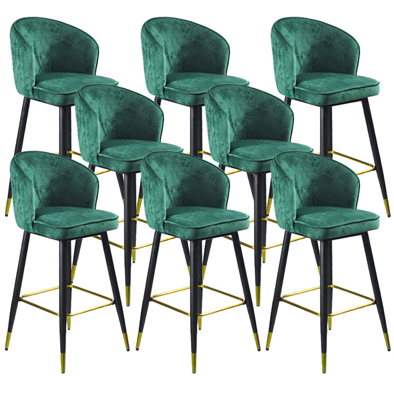 Glam Velvet Bar Stool Backrest Counter Stool for Bristol with Metal Legs Green 8 Piece Set Clearhalo 'Bar Furniture' 'Bar Stools' 'bar_stools' 'furn' 'furn_bar_stools' 'Furniture' 'Kitchen & Dining Furniture' 6747885
