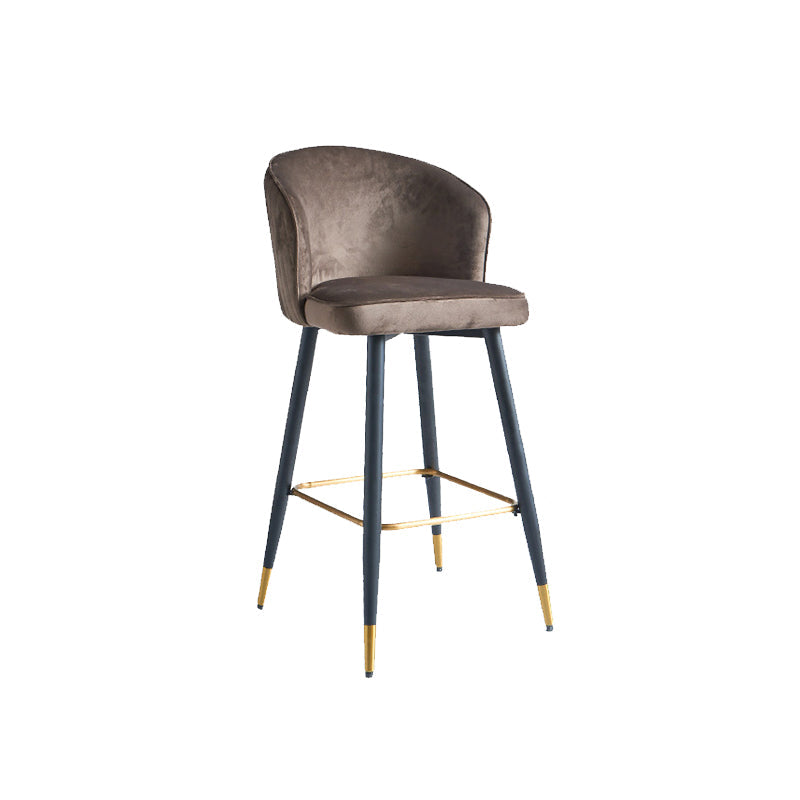 Glam Velvet Bar Stool Backrest Counter Stool for Bristol with Metal Legs Brown 1 Piece Clearhalo 'Bar Furniture' 'Bar Stools' 'bar_stools' 'furn' 'furn_bar_stools' 'Furniture' 'Kitchen & Dining Furniture' 6747886