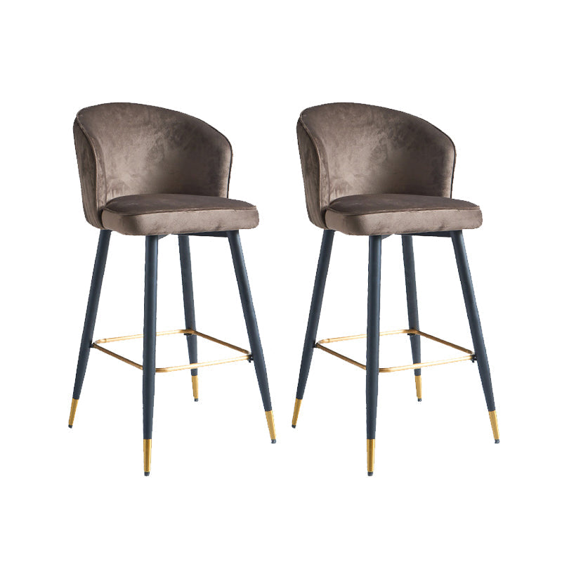 Glam Velvet Bar Stool Backrest Counter Stool for Bristol with Metal Legs Brown 2 Piece Set Clearhalo 'Bar Furniture' 'Bar Stools' 'bar_stools' 'furn' 'furn_bar_stools' 'Furniture' 'Kitchen & Dining Furniture' 6747887