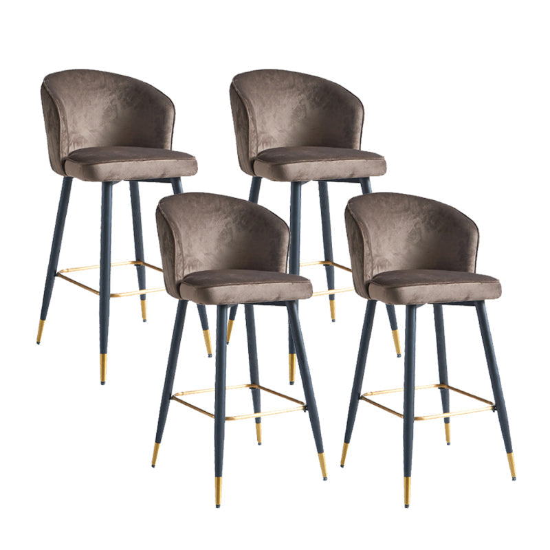 Glam Velvet Bar Stool Backrest Counter Stool for Bristol with Metal Legs Brown 4 Piece Set Clearhalo 'Bar Furniture' 'Bar Stools' 'bar_stools' 'furn' 'furn_bar_stools' 'Furniture' 'Kitchen & Dining Furniture' 6747888