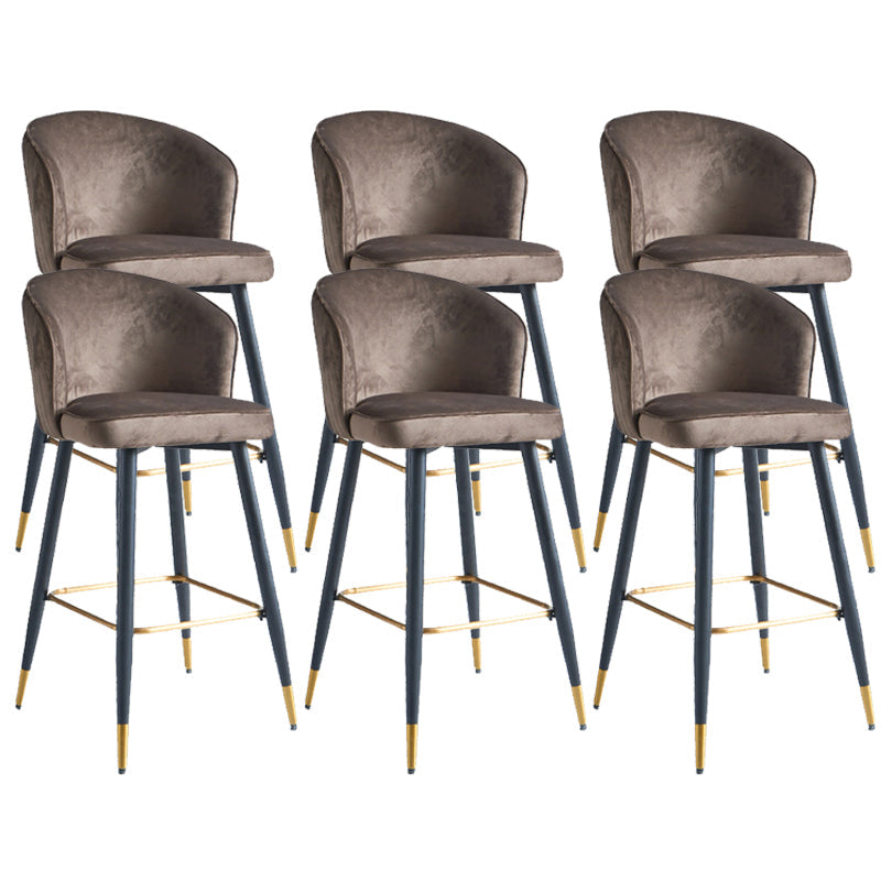 Glam Velvet Bar Stool Backrest Counter Stool for Bristol with Metal Legs Brown 6 Piece Set Clearhalo 'Bar Furniture' 'Bar Stools' 'bar_stools' 'furn' 'furn_bar_stools' 'Furniture' 'Kitchen & Dining Furniture' 6747889