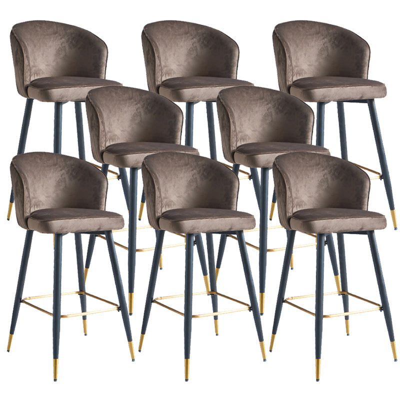 Glam Velvet Bar Stool Backrest Counter Stool for Bristol with Metal Legs Brown 8 Piece Set Clearhalo 'Bar Furniture' 'Bar Stools' 'bar_stools' 'furn' 'furn_bar_stools' 'Furniture' 'Kitchen & Dining Furniture' 6747890