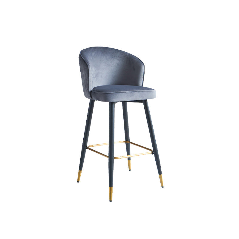 Glam Velvet Bar Stool Backrest Counter Stool for Bristol with Metal Legs Dark Gray 1 Piece Clearhalo 'Bar Furniture' 'Bar Stools' 'bar_stools' 'furn' 'furn_bar_stools' 'Furniture' 'Kitchen & Dining Furniture' 6747891