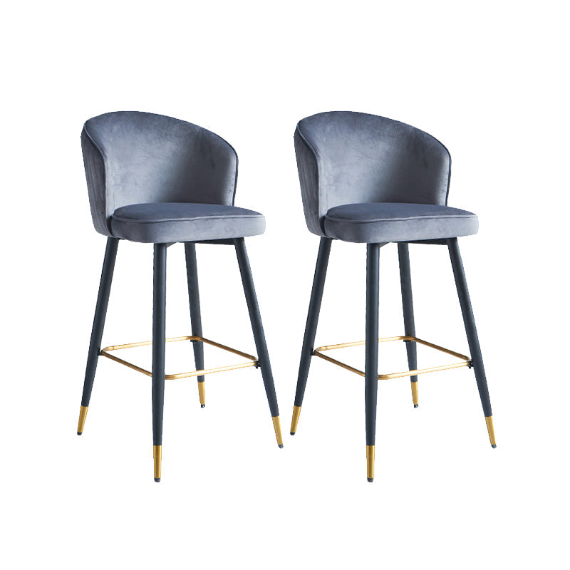 Glam Velvet Bar Stool Backrest Counter Stool for Bristol with Metal Legs Dark Gray 2 Piece Set Clearhalo 'Bar Furniture' 'Bar Stools' 'bar_stools' 'furn' 'furn_bar_stools' 'Furniture' 'Kitchen & Dining Furniture' 6747892