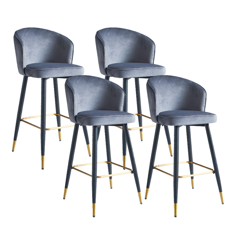Glam Velvet Bar Stool Backrest Counter Stool for Bristol with Metal Legs Dark Gray 4 Piece Set Clearhalo 'Bar Furniture' 'Bar Stools' 'bar_stools' 'furn' 'furn_bar_stools' 'Furniture' 'Kitchen & Dining Furniture' 6747893