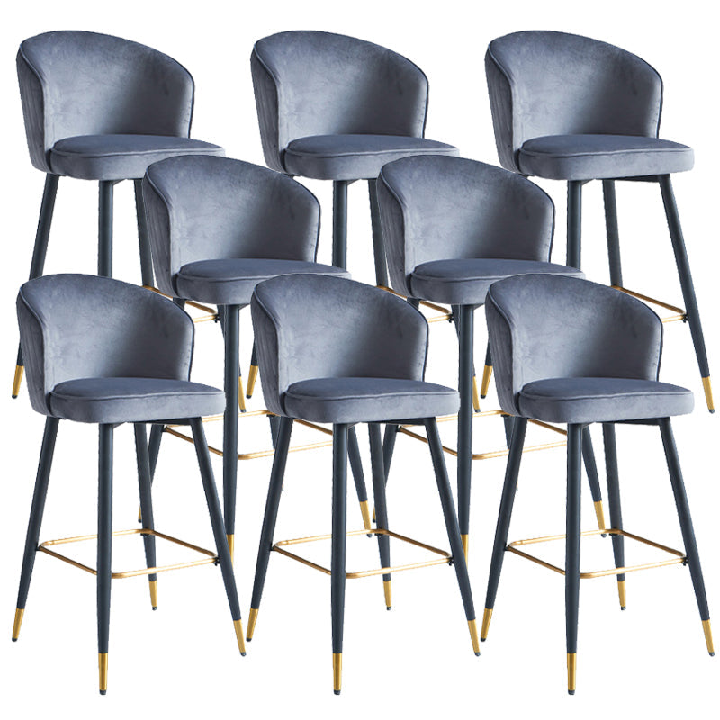 Glam Velvet Bar Stool Backrest Counter Stool for Bristol with Metal Legs Dark Gray 8 Piece Set Clearhalo 'Bar Furniture' 'Bar Stools' 'bar_stools' 'furn' 'furn_bar_stools' 'Furniture' 'Kitchen & Dining Furniture' 6747895