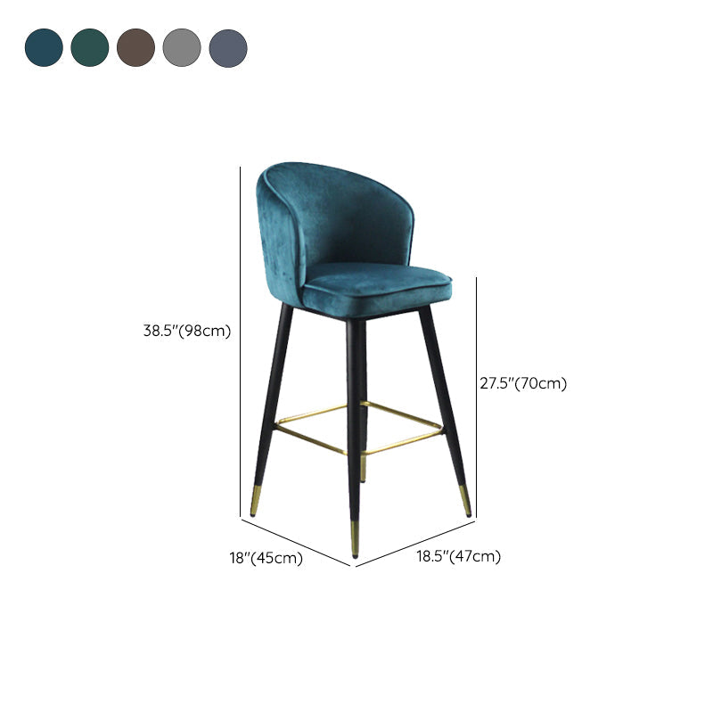 Glam Velvet Bar Stool Backrest Counter Stool for Bristol with Metal Legs Clearhalo 'Bar Furniture' 'Bar Stools' 'bar_stools' 'furn' 'furn_bar_stools' 'Furniture' 'Kitchen & Dining Furniture' 6747897