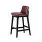 Taburete de bar de cuero con respaldo para mostrador Bristol con patas de madera