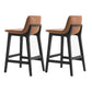 Taburete de bar de cuero con respaldo para mostrador Bristol con patas de madera