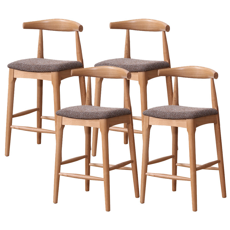 Industrial Fabric Counter & Bar Stools Ash Wood Indoor Stools Brown 4 Piece Set Counter Stool(26"H) Clearhalo 'Bar Furniture' 'Bar Stools' 'bar_stools' 'furn' 'furn_bar_stools' 'Furniture' 'Kitchen & Dining Furniture' 6748092