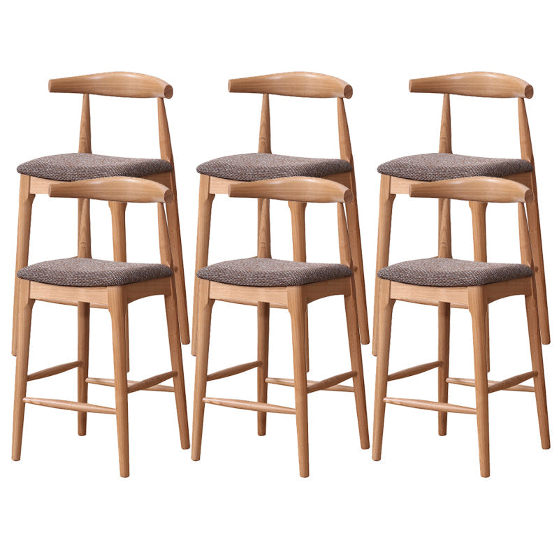Industrial Fabric Counter & Bar Stools Ash Wood Indoor Stools Brown 6 Piece Set Counter Stool(26"H) Clearhalo 'Bar Furniture' 'Bar Stools' 'bar_stools' 'furn' 'furn_bar_stools' 'Furniture' 'Kitchen & Dining Furniture' 6748094