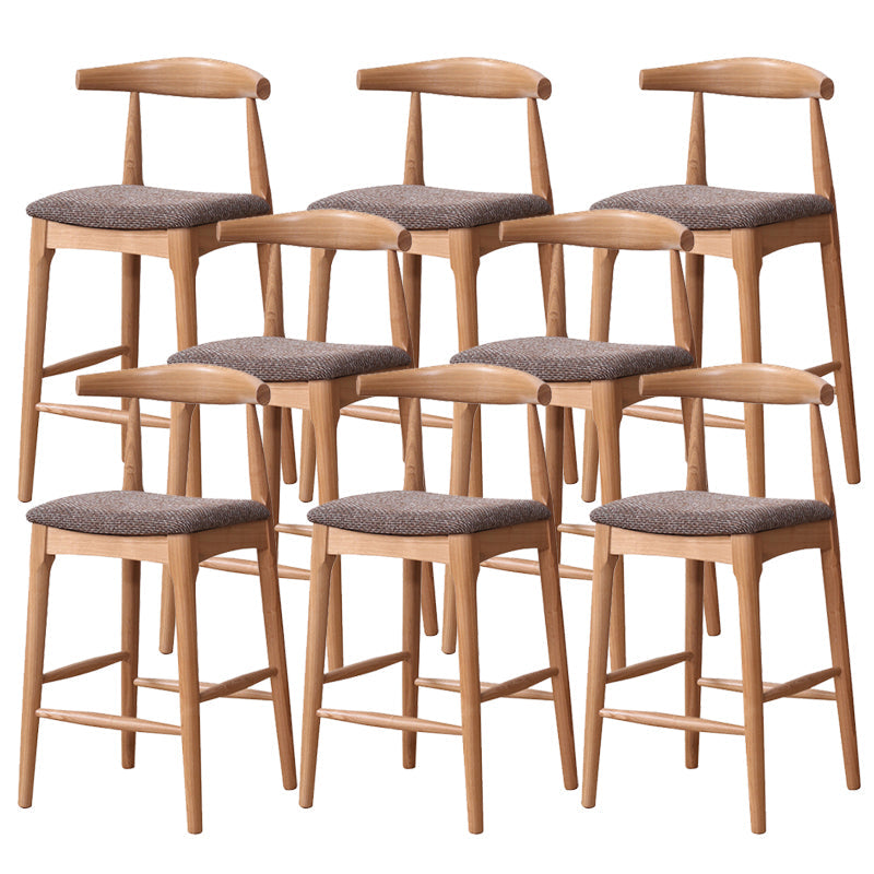 Industrial Fabric Counter & Bar Stools Ash Wood Indoor Stools Brown 8 Piece Set Counter Stool(26"H) Clearhalo 'Bar Furniture' 'Bar Stools' 'bar_stools' 'furn' 'furn_bar_stools' 'Furniture' 'Kitchen & Dining Furniture' 6748096