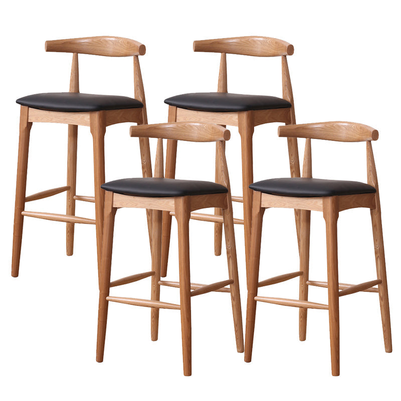 Industrial Fabric Counter & Bar Stools Ash Wood Indoor Stools Brown 4 Piece Set Bar Stool(30"H) Clearhalo 'Bar Furniture' 'Bar Stools' 'bar_stools' 'furn' 'furn_bar_stools' 'Furniture' 'Kitchen & Dining Furniture' 6748101