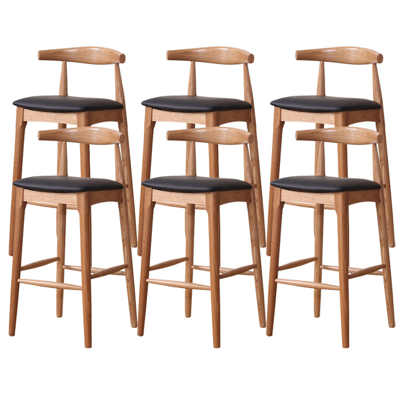 Industrial Fabric Counter & Bar Stools Ash Wood Indoor Stools Brown 6 Piece Set Bar Stool(30"H) Clearhalo 'Bar Furniture' 'Bar Stools' 'bar_stools' 'furn' 'furn_bar_stools' 'Furniture' 'Kitchen & Dining Furniture' 6748104