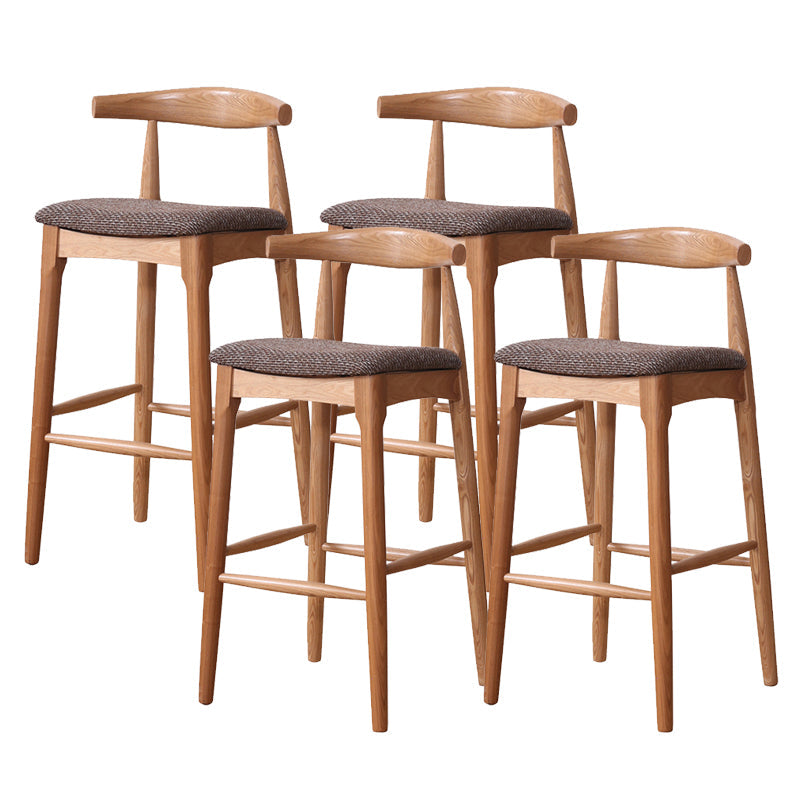 Industrial Fabric Counter & Bar Stools Ash Wood Indoor Stools Brown 4 Piece Set Bar Stool(28"H) Clearhalo 'Bar Furniture' 'Bar Stools' 'bar_stools' 'furn' 'furn_bar_stools' 'Furniture' 'Kitchen & Dining Furniture' 6748109