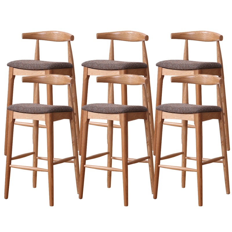 Industrial Fabric Counter & Bar Stools Ash Wood Indoor Stools Brown 6 Piece Set Bar Stool(28"H) Clearhalo 'Bar Furniture' 'Bar Stools' 'bar_stools' 'furn' 'furn_bar_stools' 'Furniture' 'Kitchen & Dining Furniture' 6748110