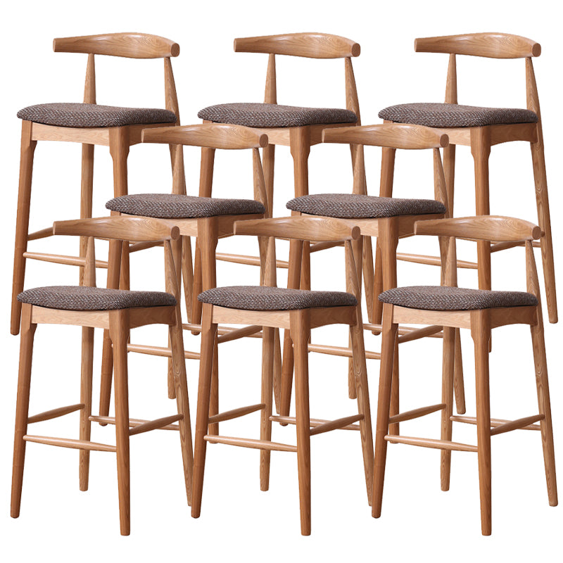 Industrial Fabric Counter & Bar Stools Ash Wood Indoor Stools Brown 8 Piece Set Bar Stool(28"H) Clearhalo 'Bar Furniture' 'Bar Stools' 'bar_stools' 'furn' 'furn_bar_stools' 'Furniture' 'Kitchen & Dining Furniture' 6748111