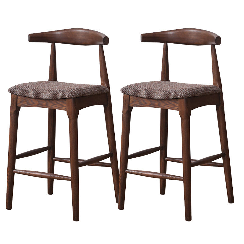 Industrial Fabric Counter & Bar Stools Ash Wood Indoor Stools Walnut 2 Piece Set Counter Stool(26"H) Clearhalo 'Bar Furniture' 'Bar Stools' 'bar_stools' 'furn' 'furn_bar_stools' 'Furniture' 'Kitchen & Dining Furniture' 6748113