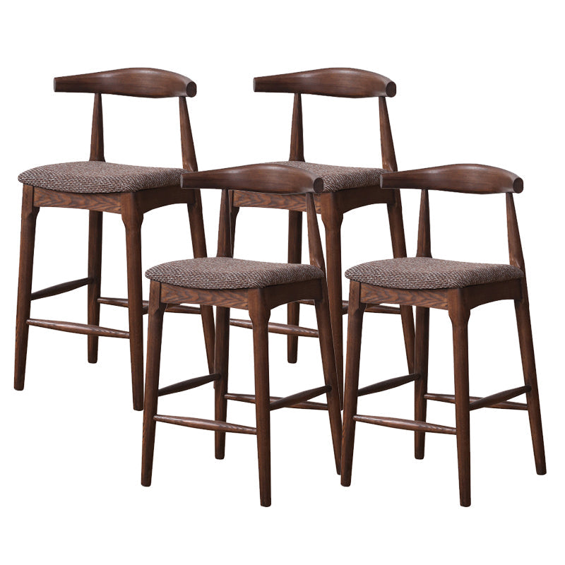 Industrial Fabric Counter & Bar Stools Ash Wood Indoor Stools Walnut 4 Piece Set Counter Stool(26"H) Clearhalo 'Bar Furniture' 'Bar Stools' 'bar_stools' 'furn' 'furn_bar_stools' 'Furniture' 'Kitchen & Dining Furniture' 6748114