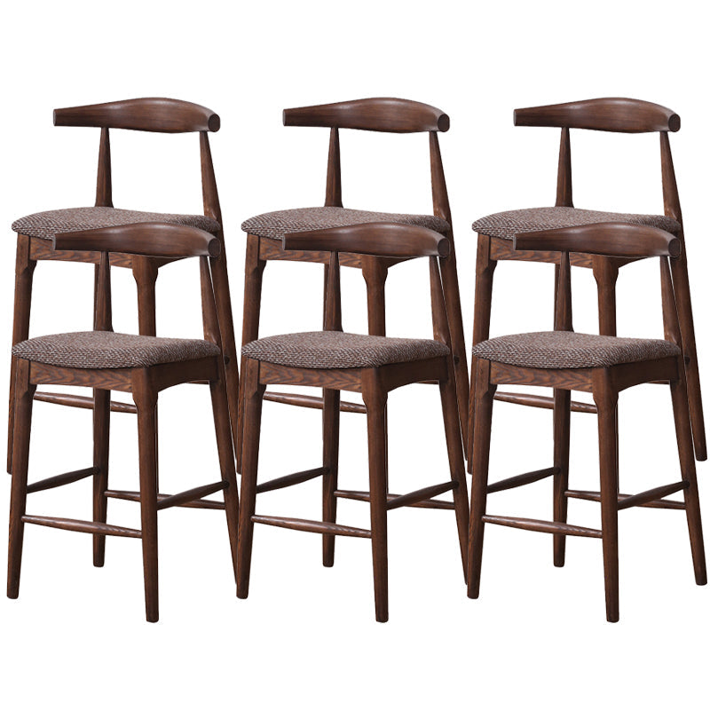 Industrial Fabric Counter & Bar Stools Ash Wood Indoor Stools Walnut 6 Piece Set Counter Stool(26"H) Clearhalo 'Bar Furniture' 'Bar Stools' 'bar_stools' 'furn' 'furn_bar_stools' 'Furniture' 'Kitchen & Dining Furniture' 6748115