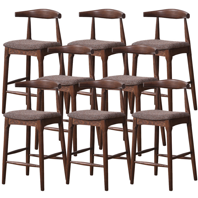 Industrial Fabric Counter & Bar Stools Ash Wood Indoor Stools Walnut 8 Piece Set Counter Stool(26"H) Clearhalo 'Bar Furniture' 'Bar Stools' 'bar_stools' 'furn' 'furn_bar_stools' 'Furniture' 'Kitchen & Dining Furniture' 6748116