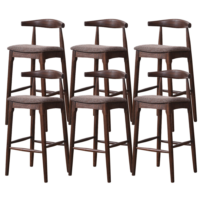 Industrial Fabric Counter & Bar Stools Ash Wood Indoor Stools Walnut 6 Piece Set Clearhalo 'Bar Furniture' 'Bar Stools' 'bar_stools' 'furn' 'furn_bar_stools' 'Furniture' 'Kitchen & Dining Furniture' 6748120
