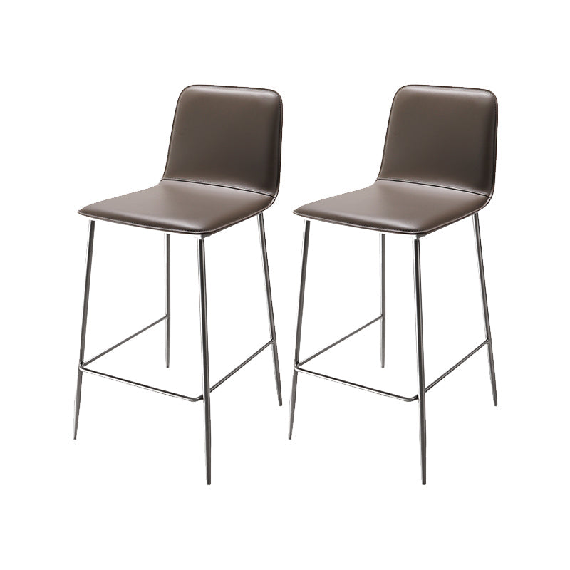 Industrial Bar Stool Leather Backrest Counter Stool for Bristol With Metal Legs 2 Piece Set Short Stool(22"H) Clearhalo 'Bar Furniture' 'Bar Stools' 'bar_stools' 'furn' 'furn_bar_stools' 'Furniture' 'Kitchen & Dining Furniture' 6748148