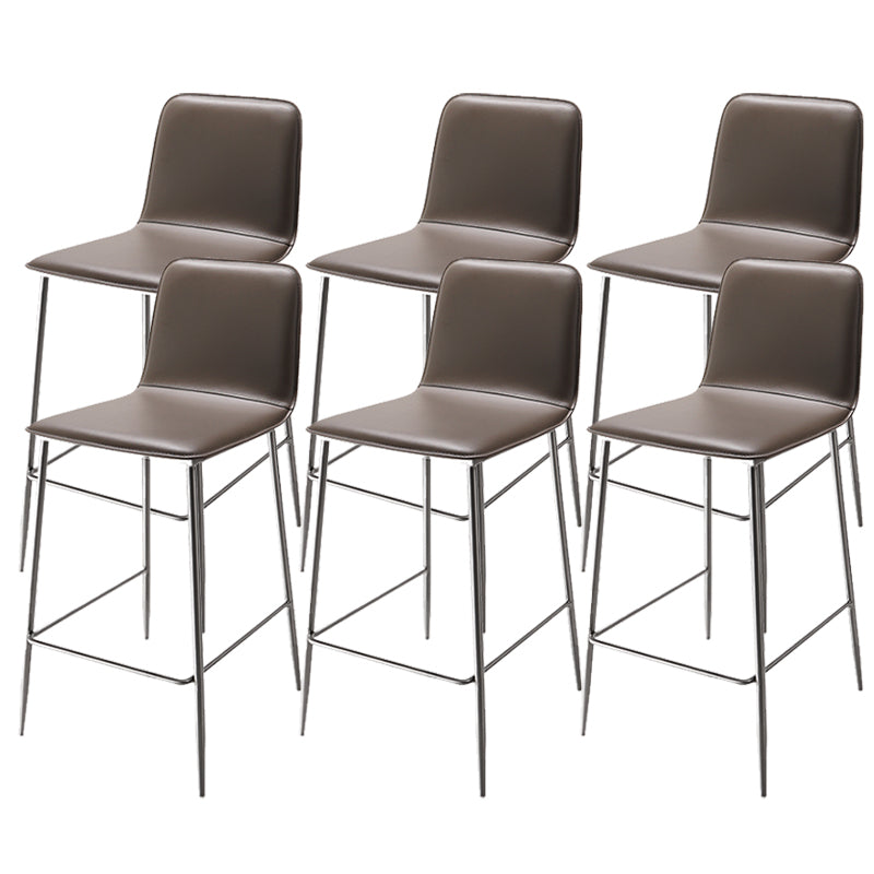 Industrial Bar Stool Leather Backrest Counter Stool for Bristol With Metal Legs 6 Piece Set Short Stool(22"H) Clearhalo 'Bar Furniture' 'Bar Stools' 'bar_stools' 'furn' 'furn_bar_stools' 'Furniture' 'Kitchen & Dining Furniture' 6748150