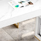 Glam Rectangle Bar Dining Table Wood and Stone Bar Table in White
