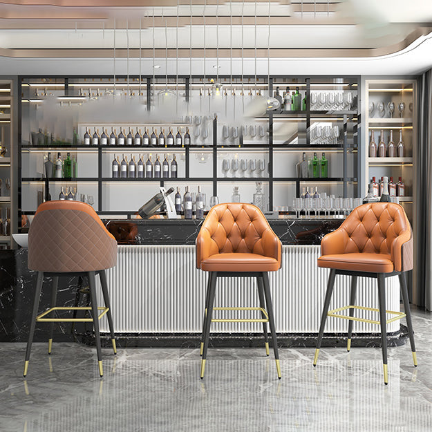 Taburete de barra de cuero glamoroso taburete de respaldo de respaldo para bristol con patas de metal