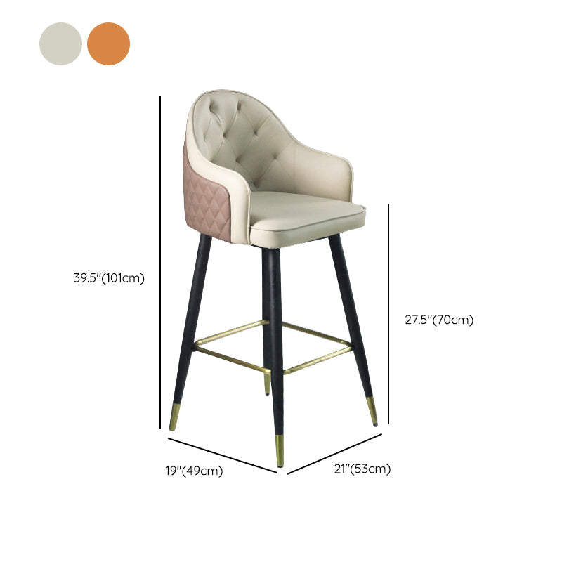 Taburete de barra de cuero glamoroso taburete de respaldo de respaldo para bristol con patas de metal