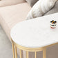 Industrial Faux Marble Bar Dining Table Double Pedestal Bar Table with Wine Glass Holders